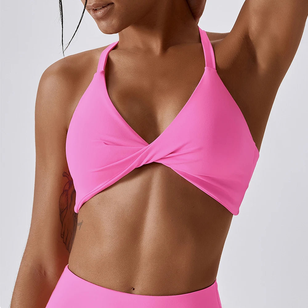 Awakens Push Up Sports Top with Open Back